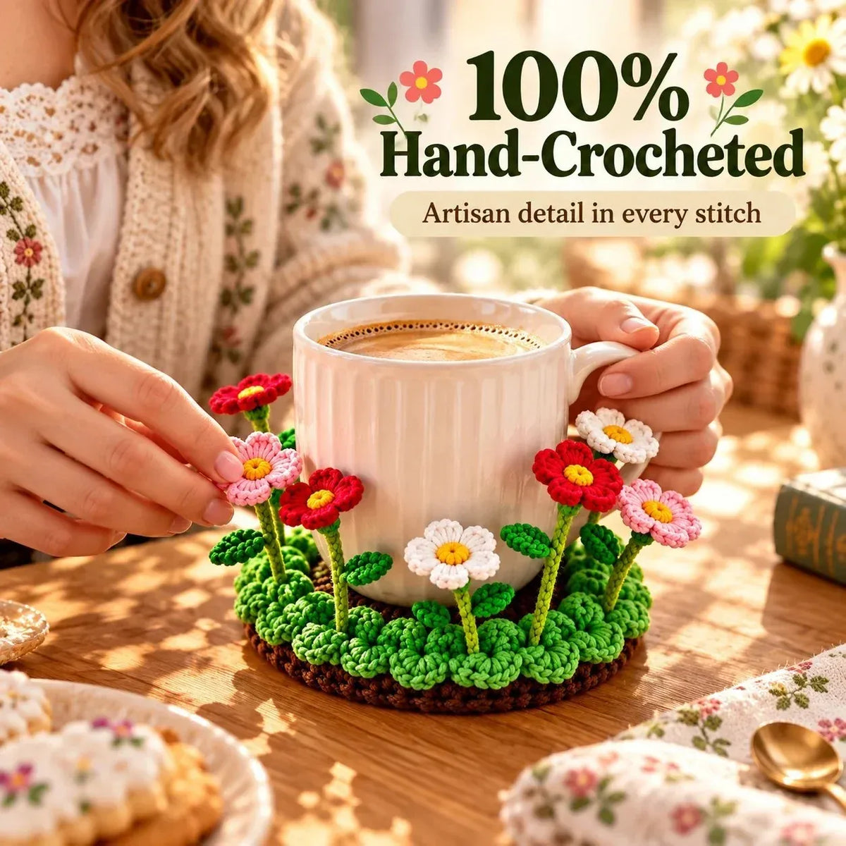 Handmade Crochet Floral Coaster | Everlasting Table Art 🌸
