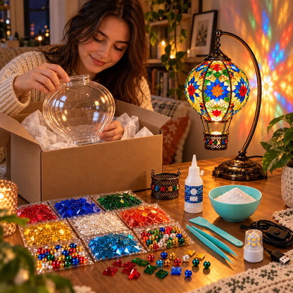 📍⏳ 49% OFF – 🎨 Beginner-Friendly Turkish Mosaic Hot Air Balloon Lamp DIY Kit | Complete Kit with Mosaic Pieces, Tools & USB Light Included ✨