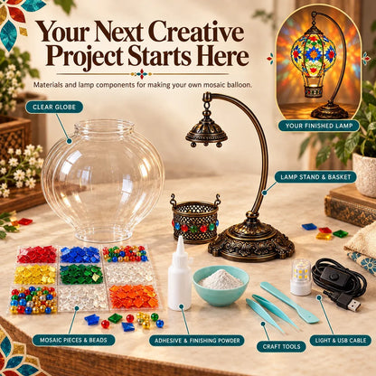 📍⏳ 49% OFF – 🎨 Beginner-Friendly Turkish Mosaic Hot Air Balloon Lamp DIY Kit | Complete Kit with Mosaic Pieces, Tools & USB Light Included ✨