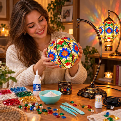 📍⏳ 49% OFF – 🎨 Beginner-Friendly Turkish Mosaic Hot Air Balloon Lamp DIY Kit | Complete Kit with Mosaic Pieces, Tools & USB Light Included ✨