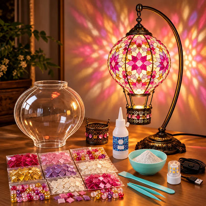 📍⏳ 49% OFF – 🎨 Beginner-Friendly Turkish Mosaic Hot Air Balloon Lamp DIY Kit | Complete Kit with Mosaic Pieces, Tools & USB Light Included ✨