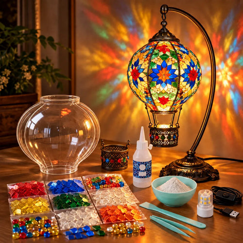 📍⏳ 49% OFF – 🎨 Beginner-Friendly Turkish Mosaic Hot Air Balloon Lamp DIY Kit | Complete Kit with Mosaic Pieces, Tools & USB Light Included ✨