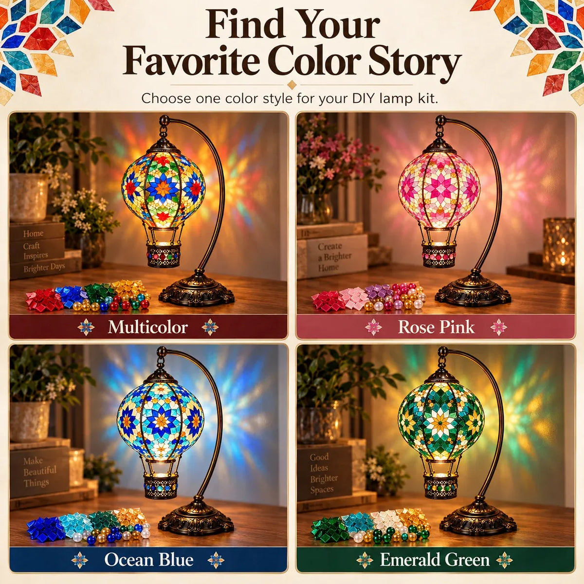 📍⏳ 49% OFF – 🎨 Beginner-Friendly Turkish Mosaic Hot Air Balloon Lamp DIY Kit | Complete Kit with Mosaic Pieces, Tools & USB Light Included ✨