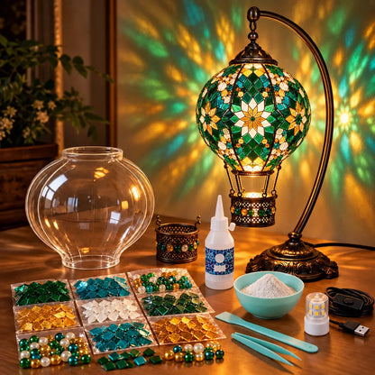 📍⏳ 49% OFF – 🎨 Beginner-Friendly Turkish Mosaic Hot Air Balloon Lamp DIY Kit | Complete Kit with Mosaic Pieces, Tools & USB Light Included ✨