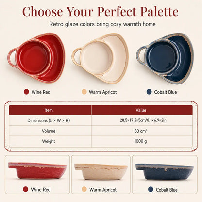 Retro Ceramic Divided Baking Dish with Single Handle⏳