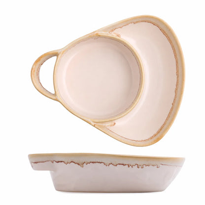 Retro Ceramic Divided Baking Dish with Single Handle⏳