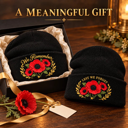 🌺 Lest We Forget — Poppy Tribute Remembrance Beanie