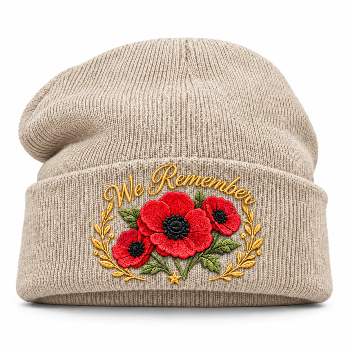 🌺 Lest We Forget — Poppy Tribute Remembrance Beanie