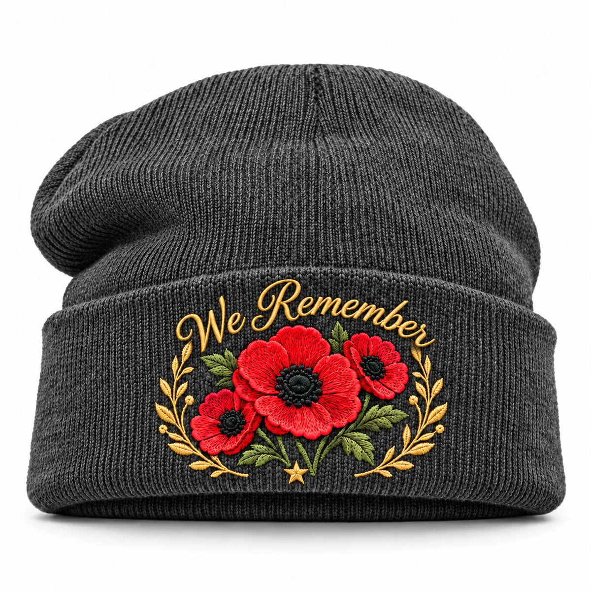 🌺 Lest We Forget — Poppy Tribute Remembrance Beanie