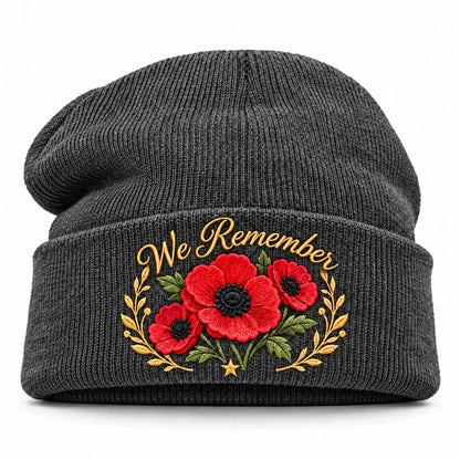 🌺 Lest We Forget — Poppy Tribute Remembrance Beanie