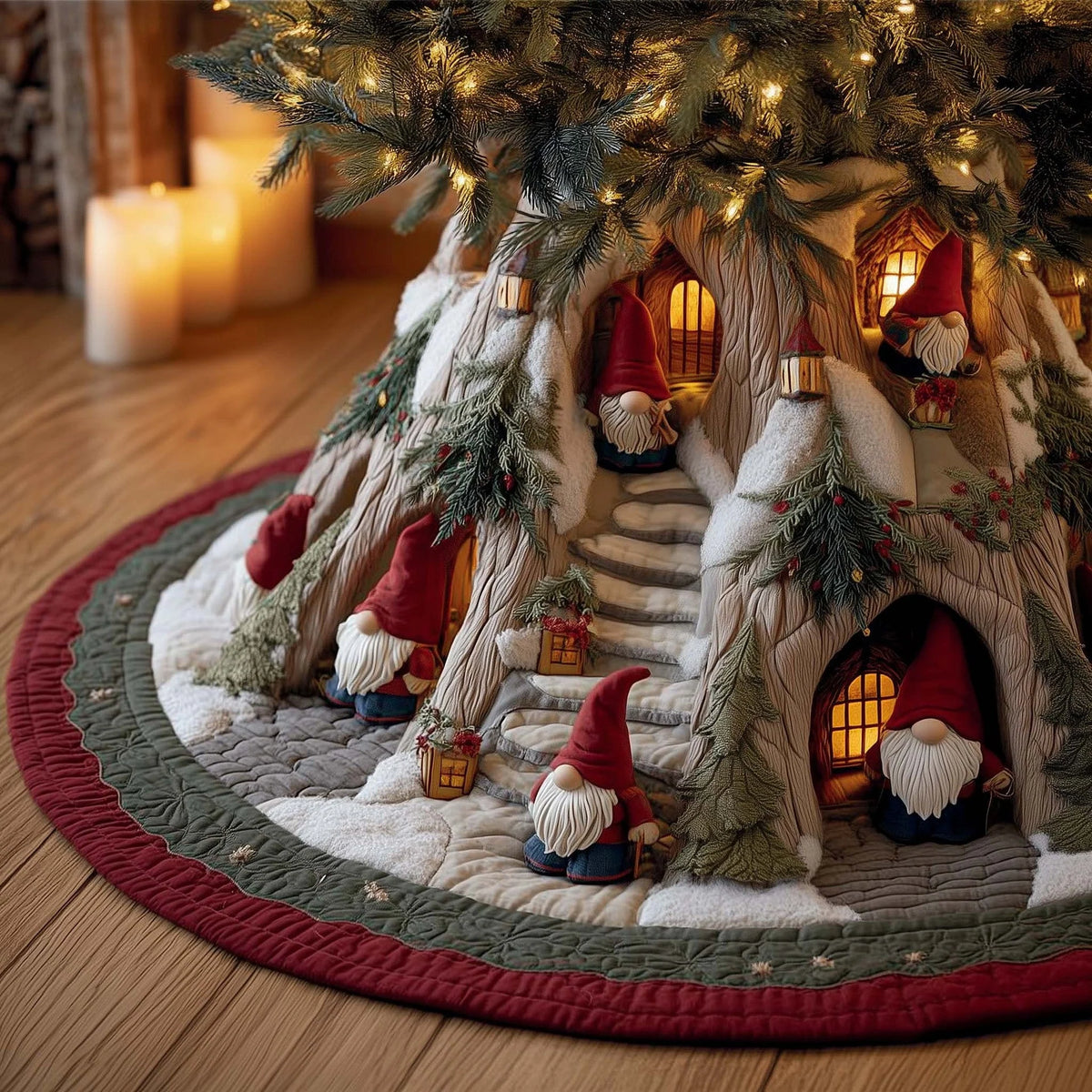 3d Optical Illusion Quilted Christmas Tree Skirt