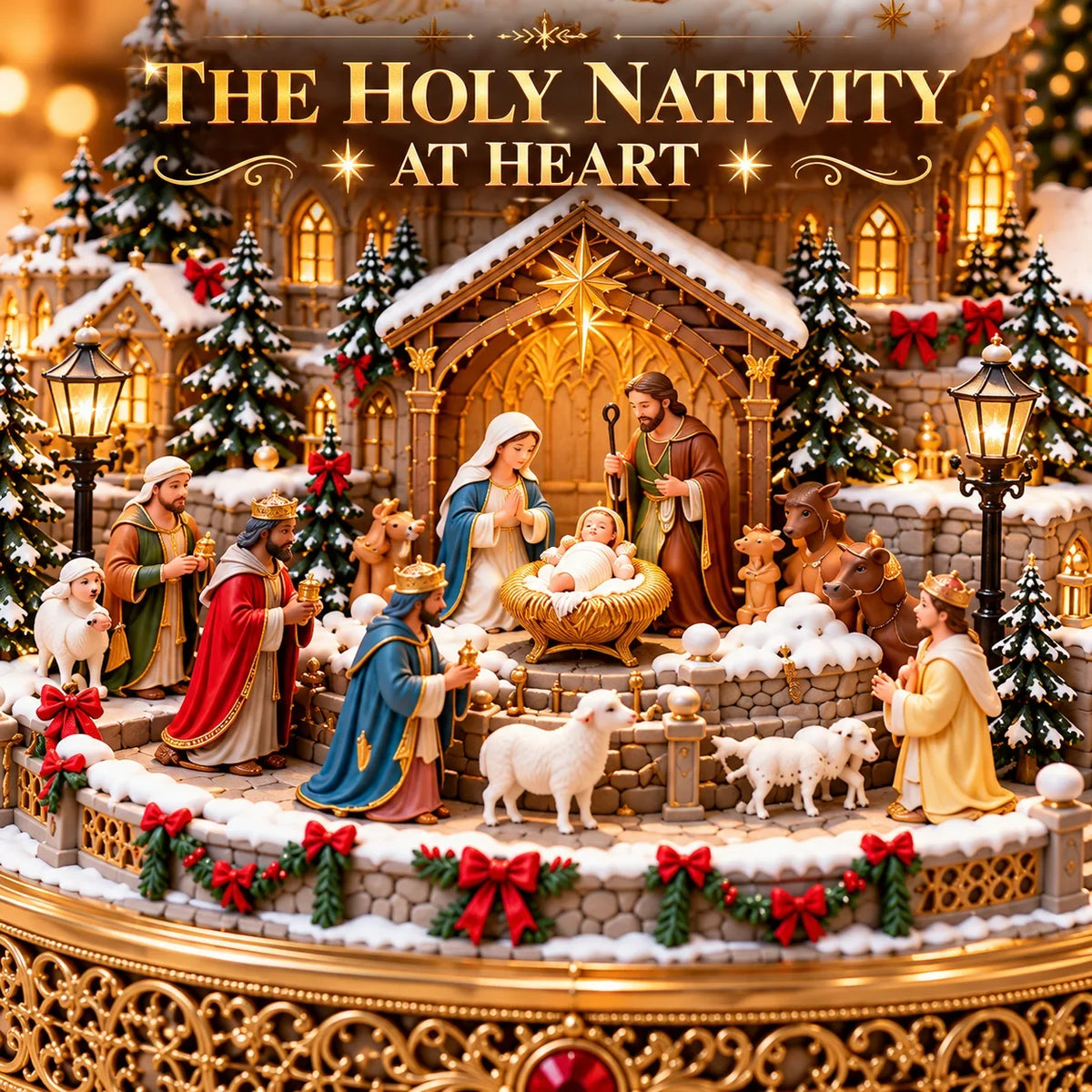 🎄✝️ Bethlehem Angel Choir | Lighted Rotating Nativity Village