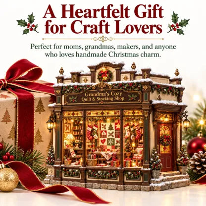🧵 Grandma’s Cozy Quilt Shop DIY Kit 🎄 | Light-Up Christmas Miniature | Build Your Own Holiday Tradition