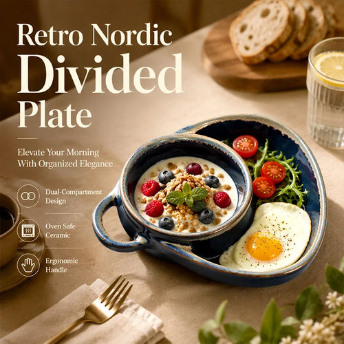 Retro Ceramic Divided Baking Dish with Single Handle⏳