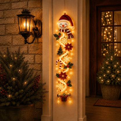⏳ 65% OFF – 🎄MerryCascade™ Glowing Christmas Door Hanger | 6 Festive Lighted Designs with Warm Glow, Dimensional Details & Space-Saving Vertical Décor ✨