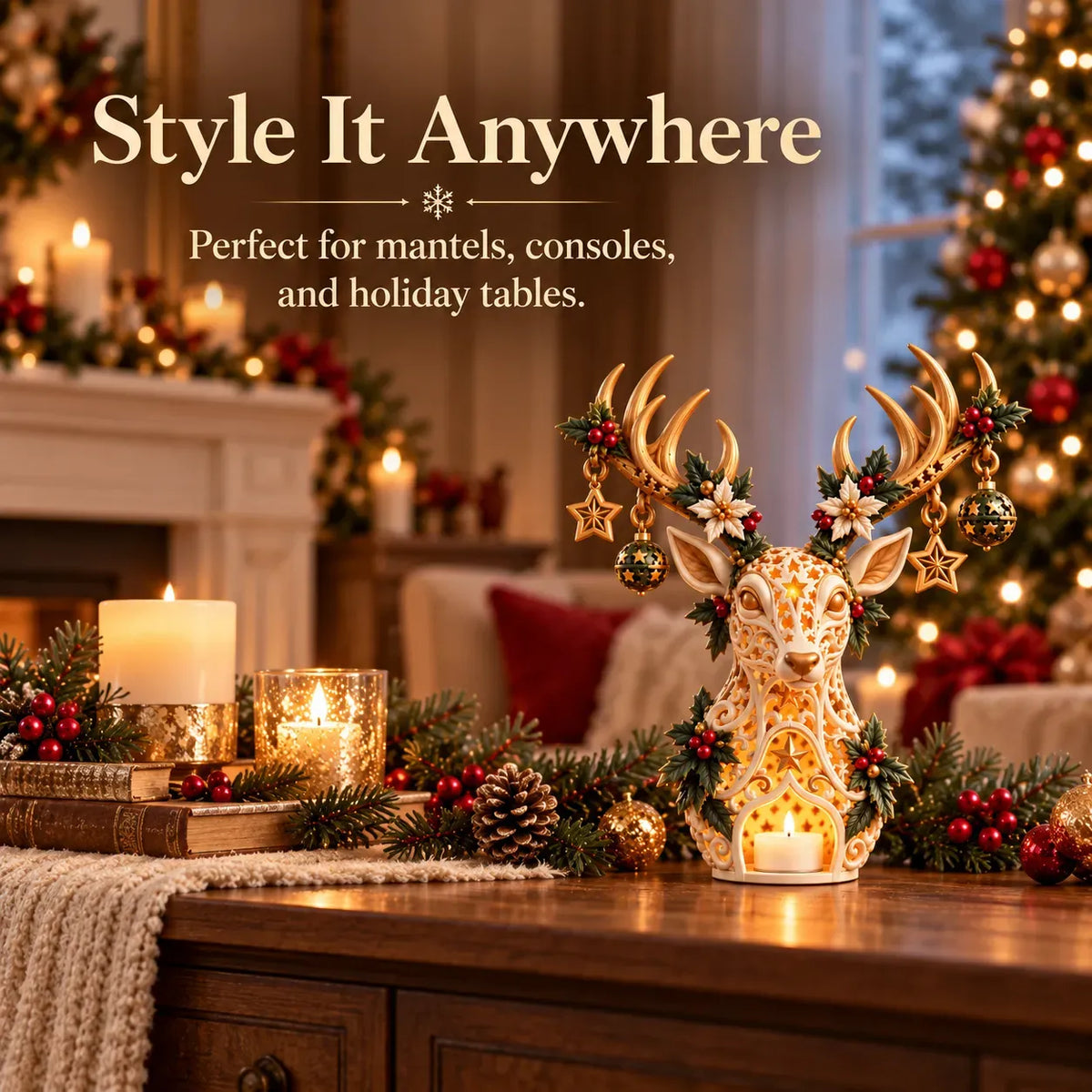 🦌 Starlit Reindeer Christmas Tealight Holder