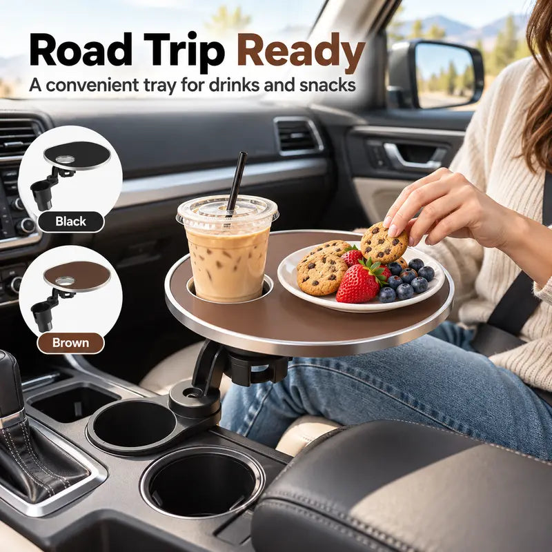 🚗 360° Swivel Car Cup Holder Tray – Adjustable Floating Table for Food, Drinks & Everyday Essentials
