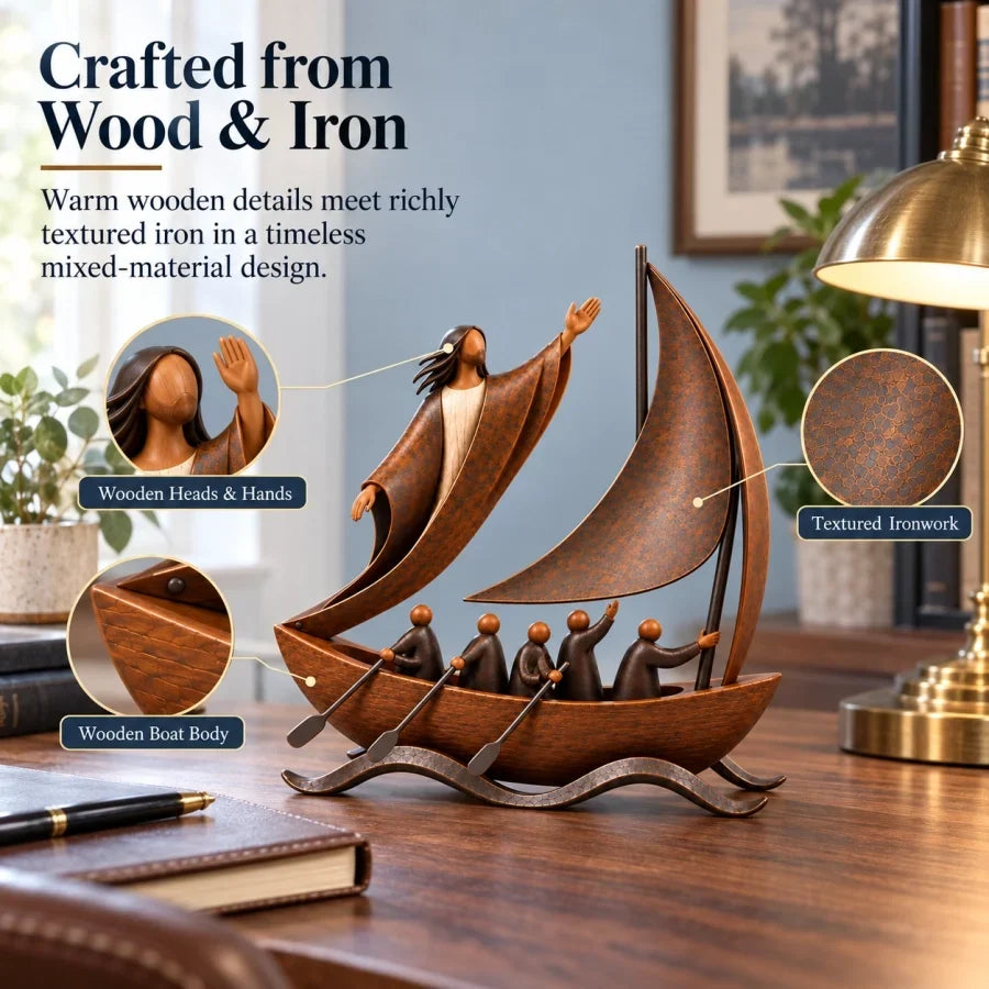 ⛵ ❤️When Life Gets Stormy, Let Faith Be Your Anchor — Peace in the Storm Sailboat Sculpture ✝️