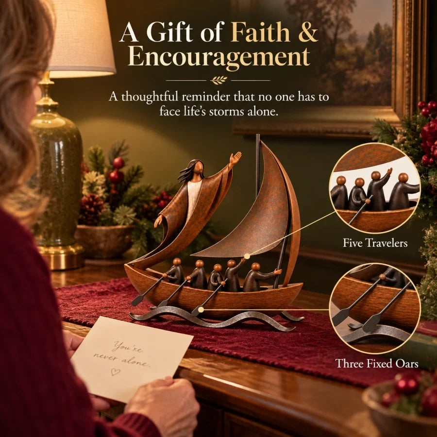 ⛵ ❤️When Life Gets Stormy, Let Faith Be Your Anchor — Peace in the Storm Sailboat Sculpture ✝️