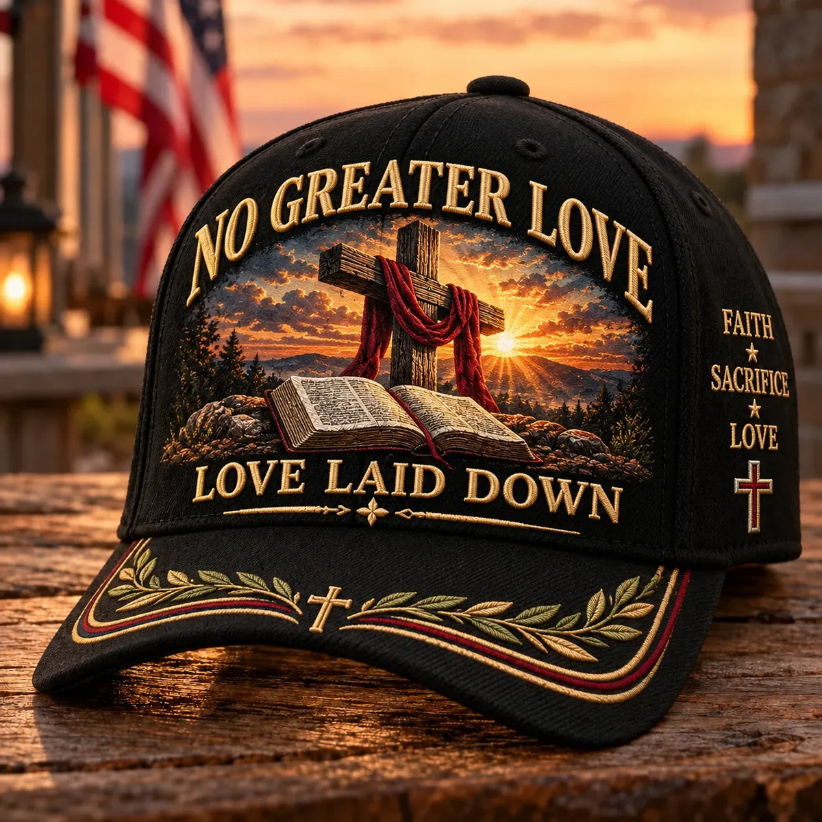 🧢✝️ “No Greater Love” Christian Baseball Cap — Washed Cotton Twill & Adjustable Fit