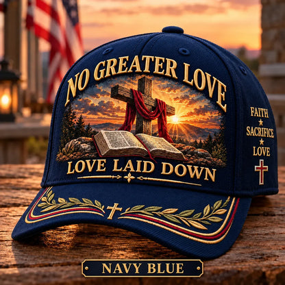 🧢✝️ “No Greater Love” Christian Baseball Cap — Washed Cotton Twill & Adjustable Fit