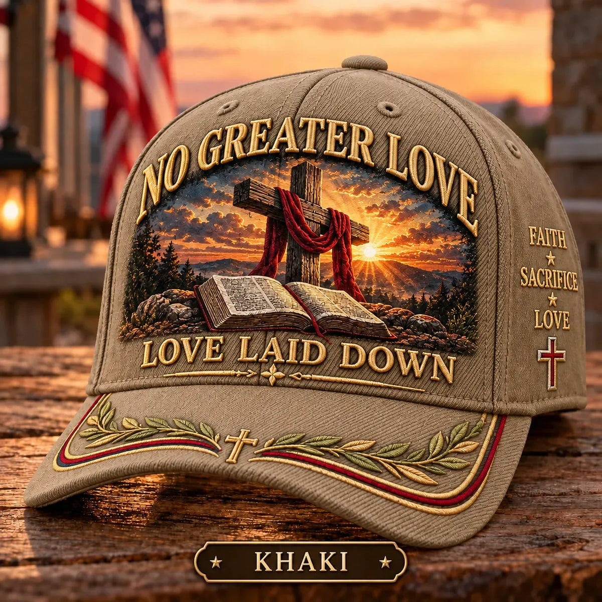 🧢✝️ “No Greater Love” Christian Baseball Cap — Washed Cotton Twill & Adjustable Fit