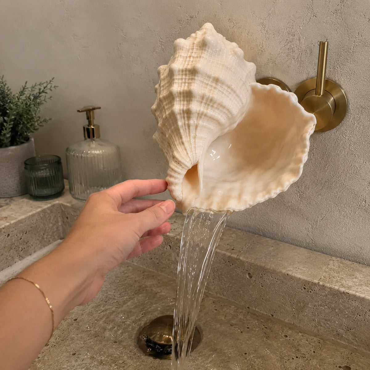 🐚 Coastal Seashell Wall-Mount Faucet | Beach Style Bathroom Decor