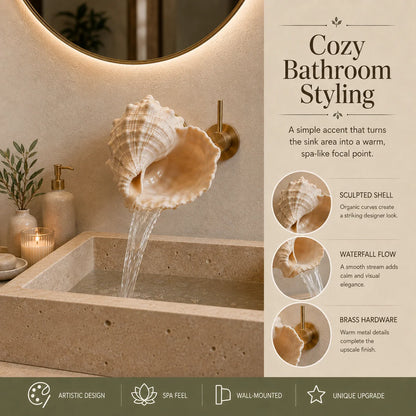 🐚 Coastal Seashell Wall-Mount Faucet | Beach Style Bathroom Decor