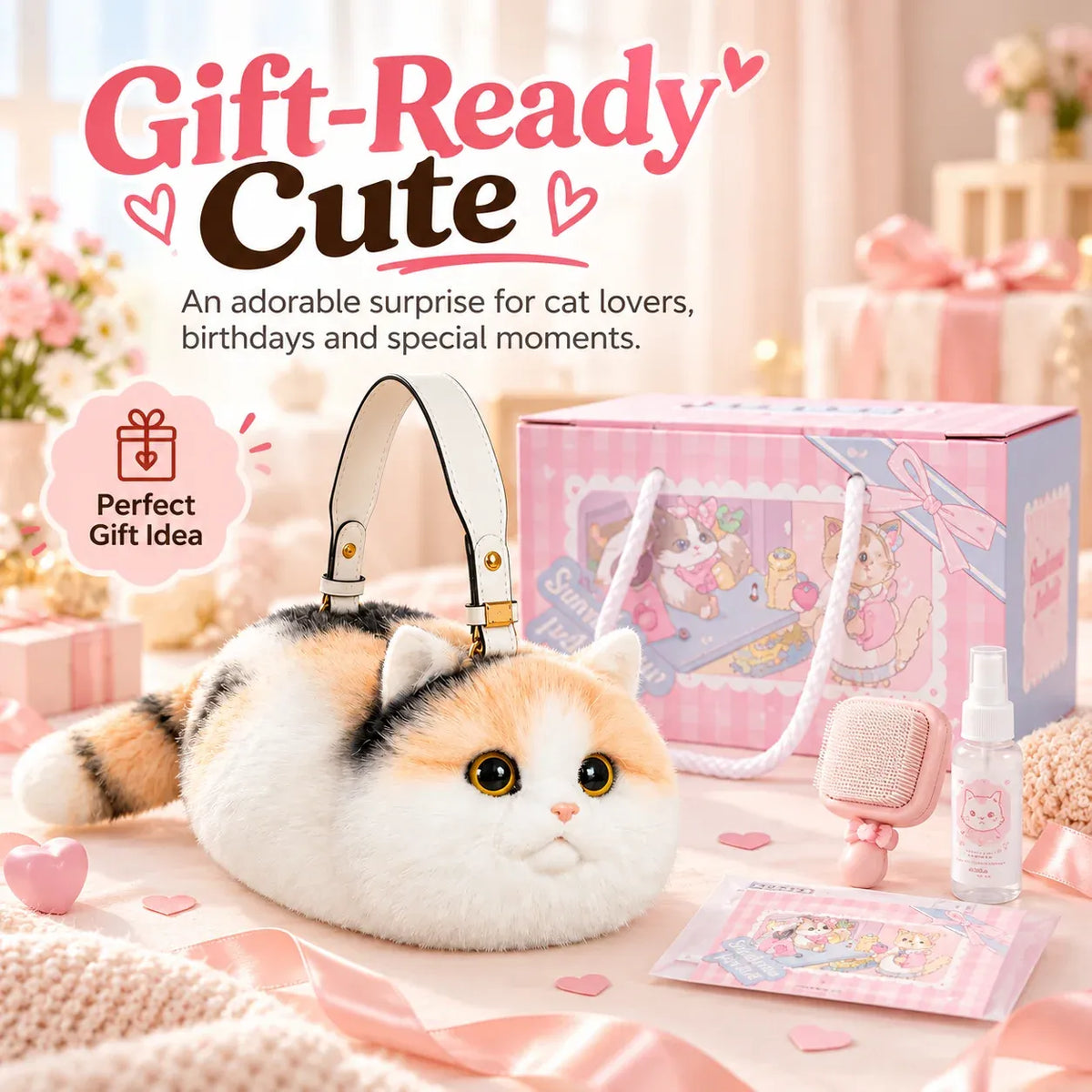 🎉🐱 Plush Cat Handbag – Ultra-Soft Kitty Purse for Cat Lovers & Cute Everyday Outfits