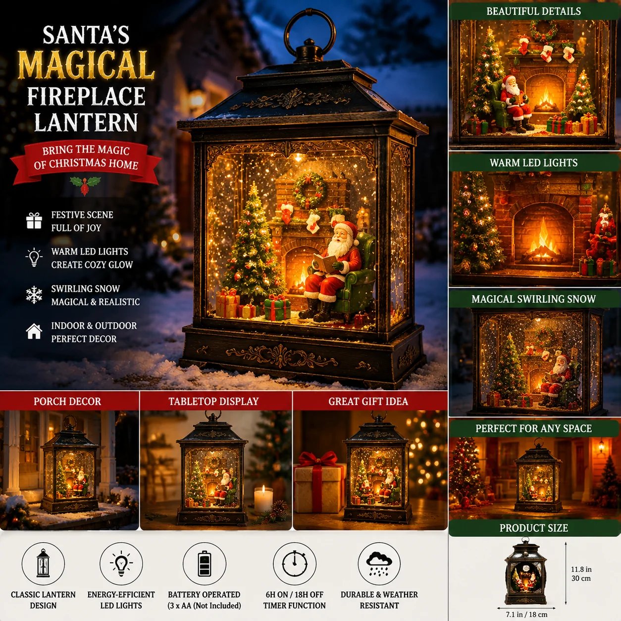 💯🎅 Santa’s Magical Fireplace Lantern-🎄 Bring the Magic of Christmas Home ✨