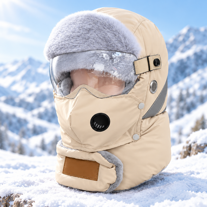 ❄️ 5-in-1 Winter Thermal Hat – Cozy Warmth & Wind Protection with Detachable Face Mask and Goggles