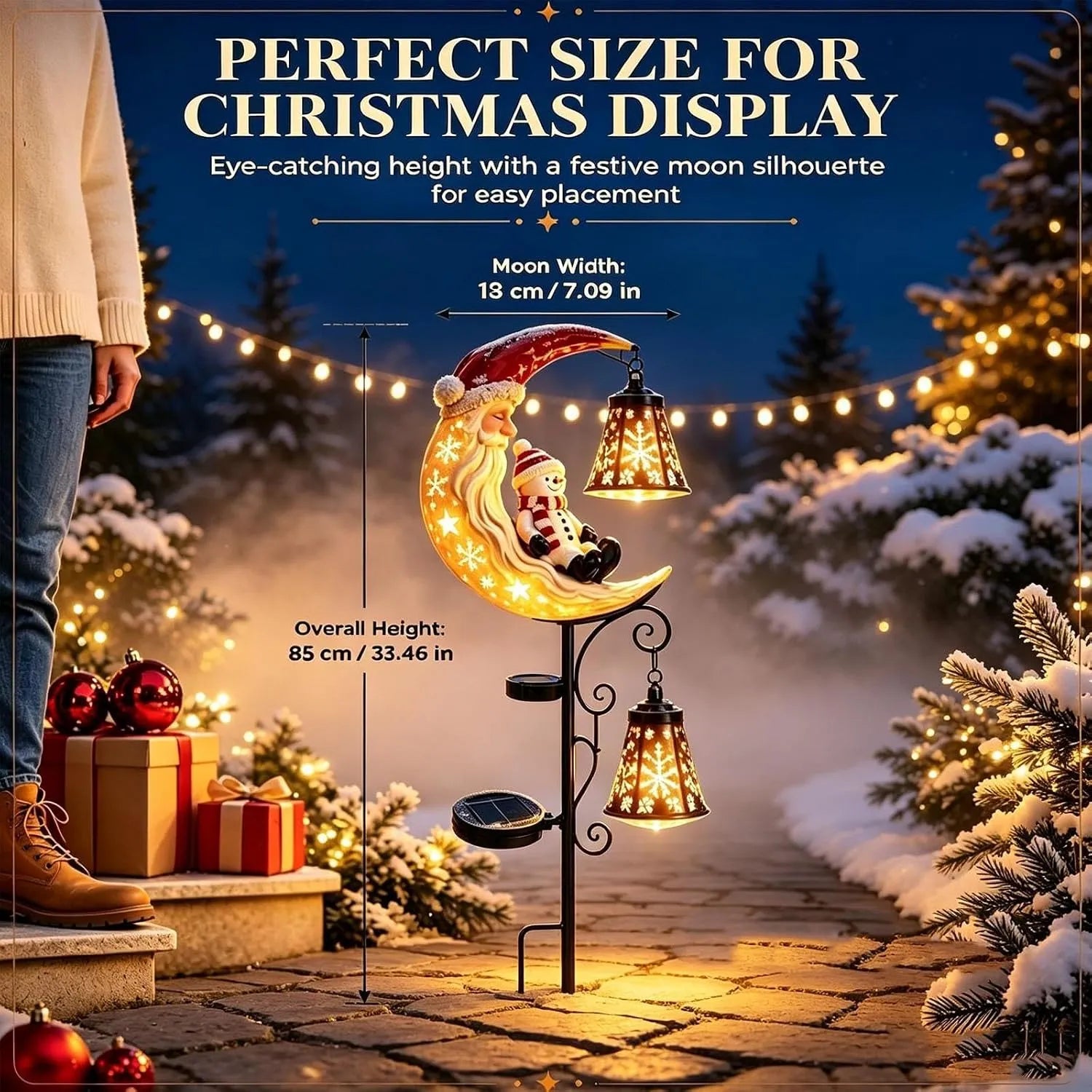 🤩Solar Christmas Moon Snowman Lamp Post Decoration, Santa Claus🎅💖