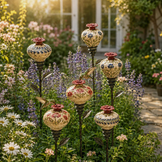 🐦🌸Vintage Resin Hummingbird Feeder Garden Decor Stake – Decorative Outdoor Bird Feeder