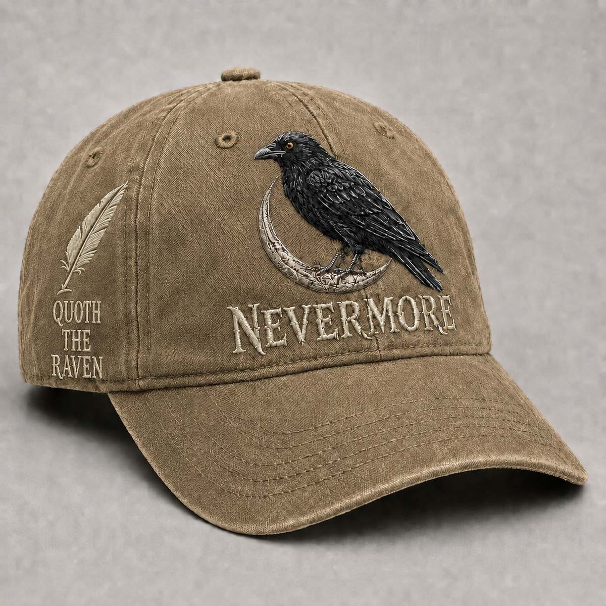 ⬛🐦Nevermore Embroidered Raven Vintage Cap | Gothic Bird Lover Hat