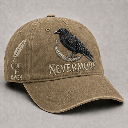⬛🐦Nevermore Embroidered Raven Vintage Cap | Gothic Bird Lover Hat