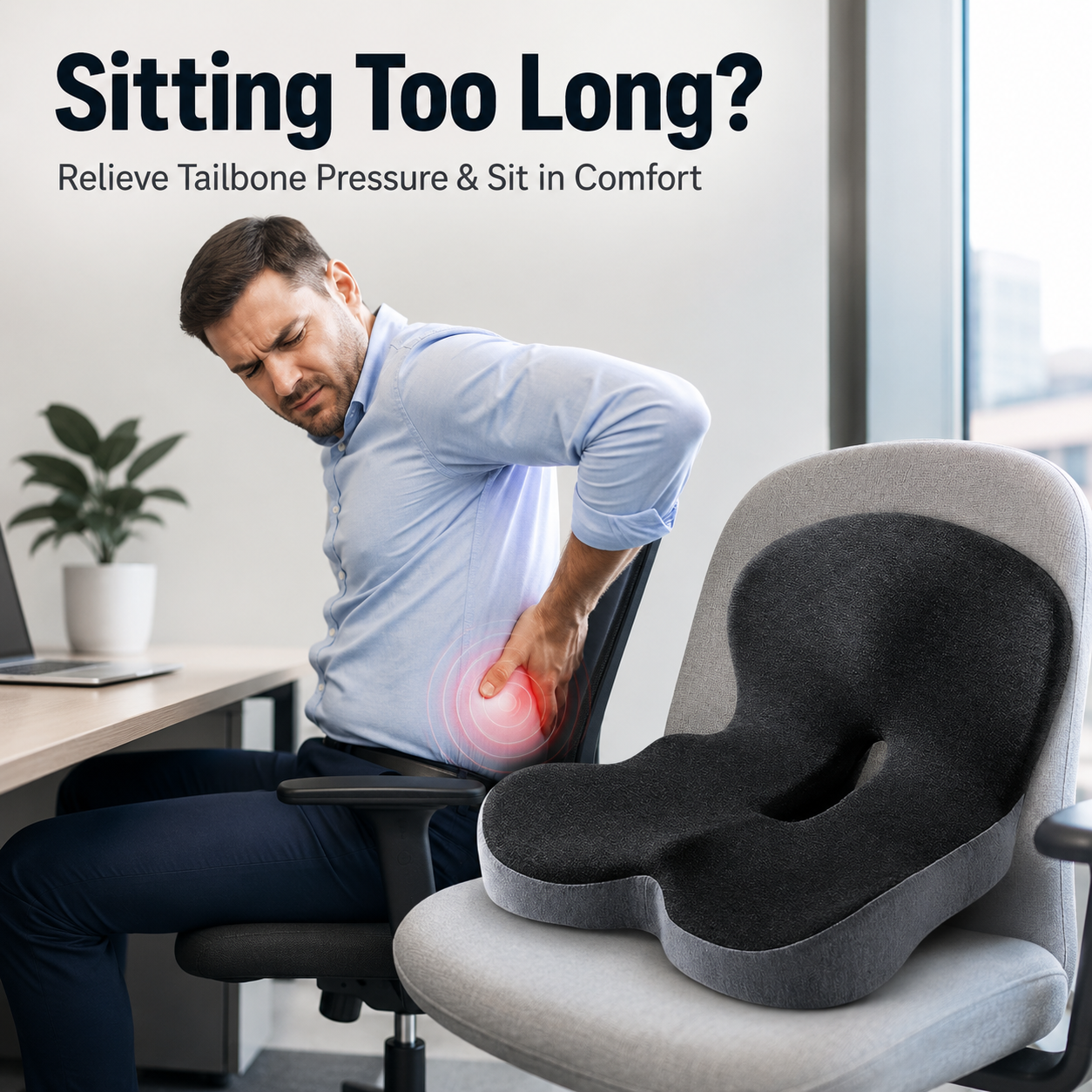🔥50% off on the last day| Sitting All Day? This Cushion Helps Relieve Back & Tailbone Pressure Instantly