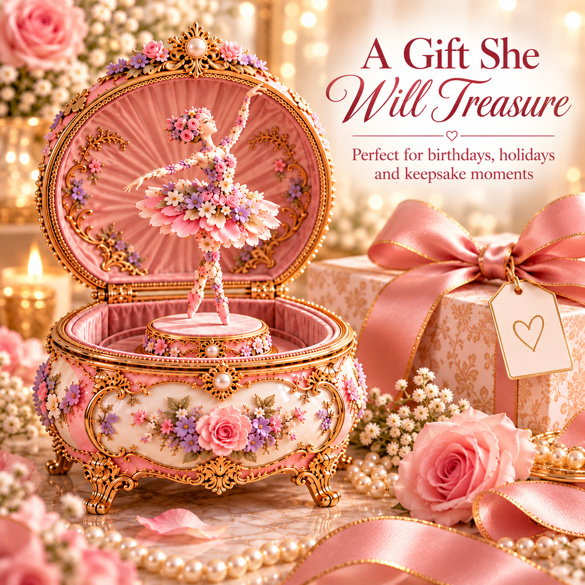 🌸 Last Day 50% OFF Floral Ballerina Music Box – A Romantic Keepsake With a Magical Butterfly Reveal 🦋
