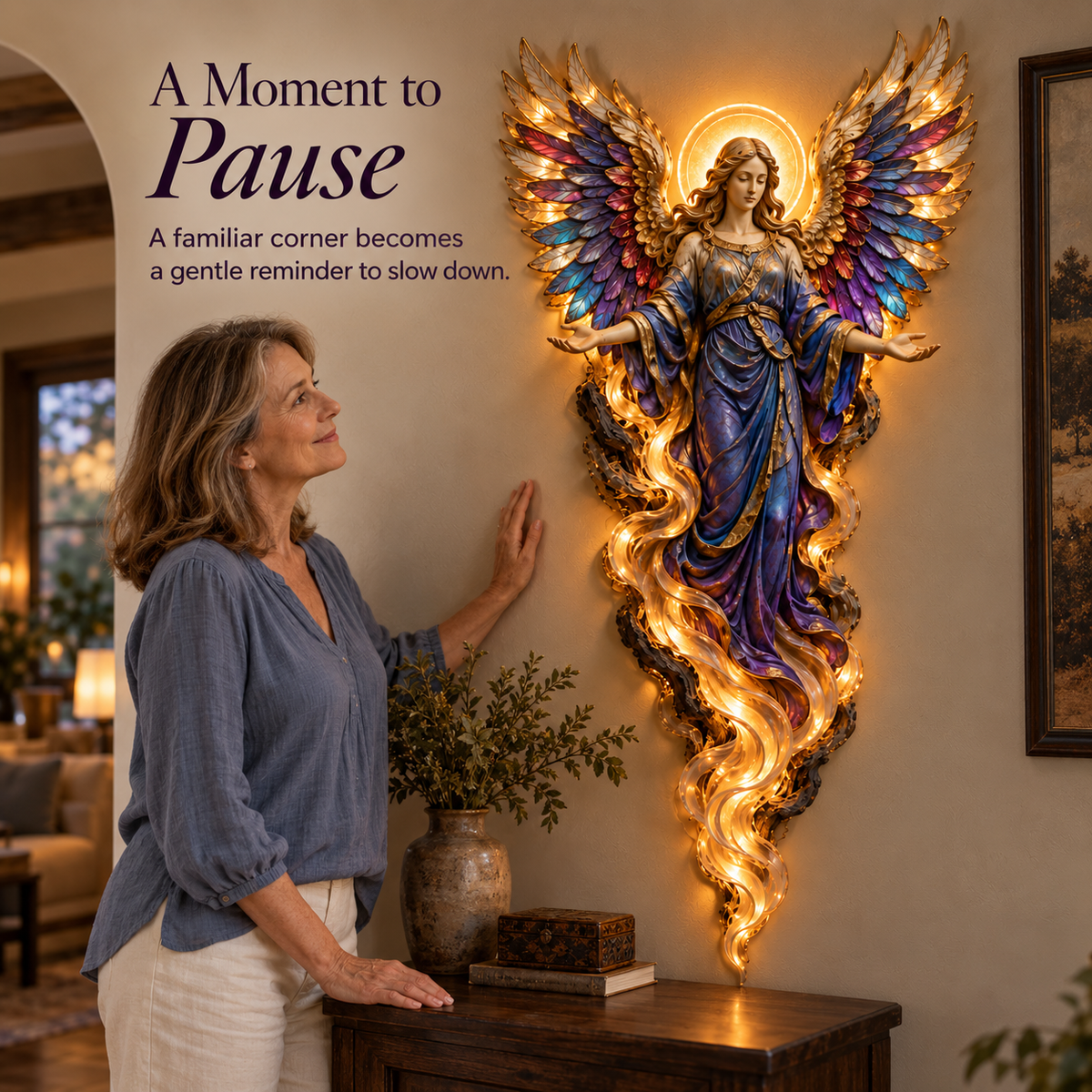 Angel wall sculpture prayer corner