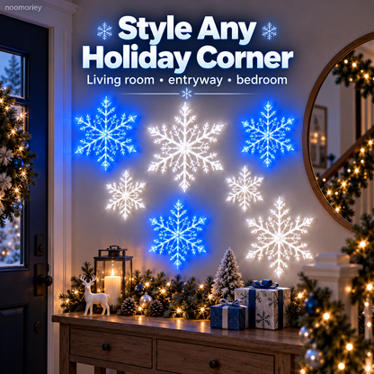 ❄️12 PCS LED Snowflake Wall Lights  – Blue & White Christmas Holiday Decor