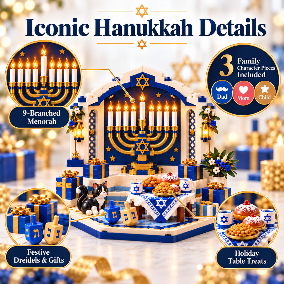 🕎✨ Last Day 50% OFF 🔥 Hanukkah Family Light Building Block Display Set