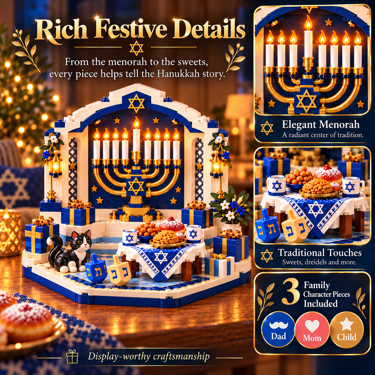 🕎✨ Last Day 50% OFF 🔥 Hanukkah Family Light Building Block Display Set