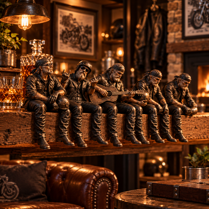 Old Biker Soul Shelf Sitter Collection – Rustic Motorcycle Rider Figurines for Men