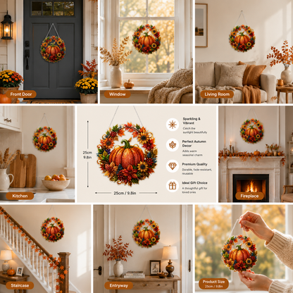 🔥Limited Edition 49% OFF - 🍂✨Autumn Harvest Pumpkin Diamond Art Hanging Ornament Kit