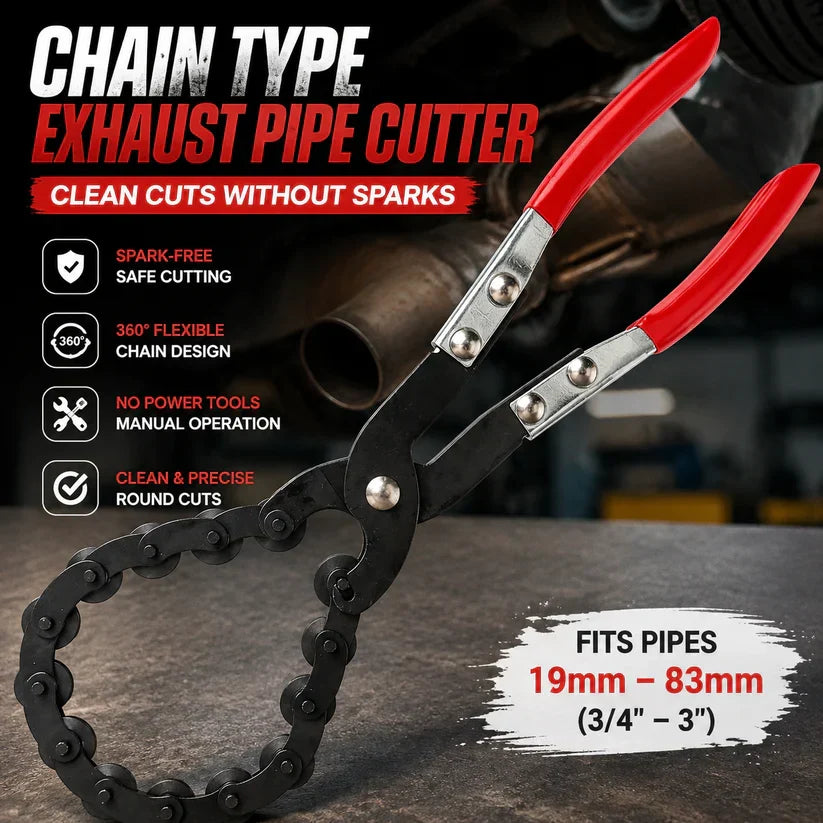 🔧 Chain Exhaust Pipe Cutter | Spark-Free 360° Manual Tube Cutting Tool
