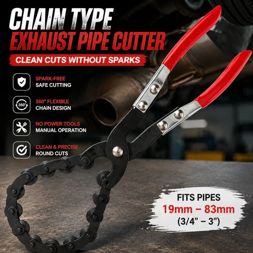 🔧 Chain Exhaust Pipe Cutter | Spark-Free 360° Manual Tube Cutting Tool