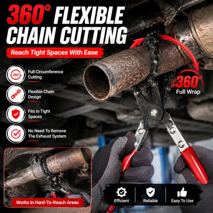 🔧 Chain Exhaust Pipe Cutter | Spark-Free 360° Manual Tube Cutting Tool