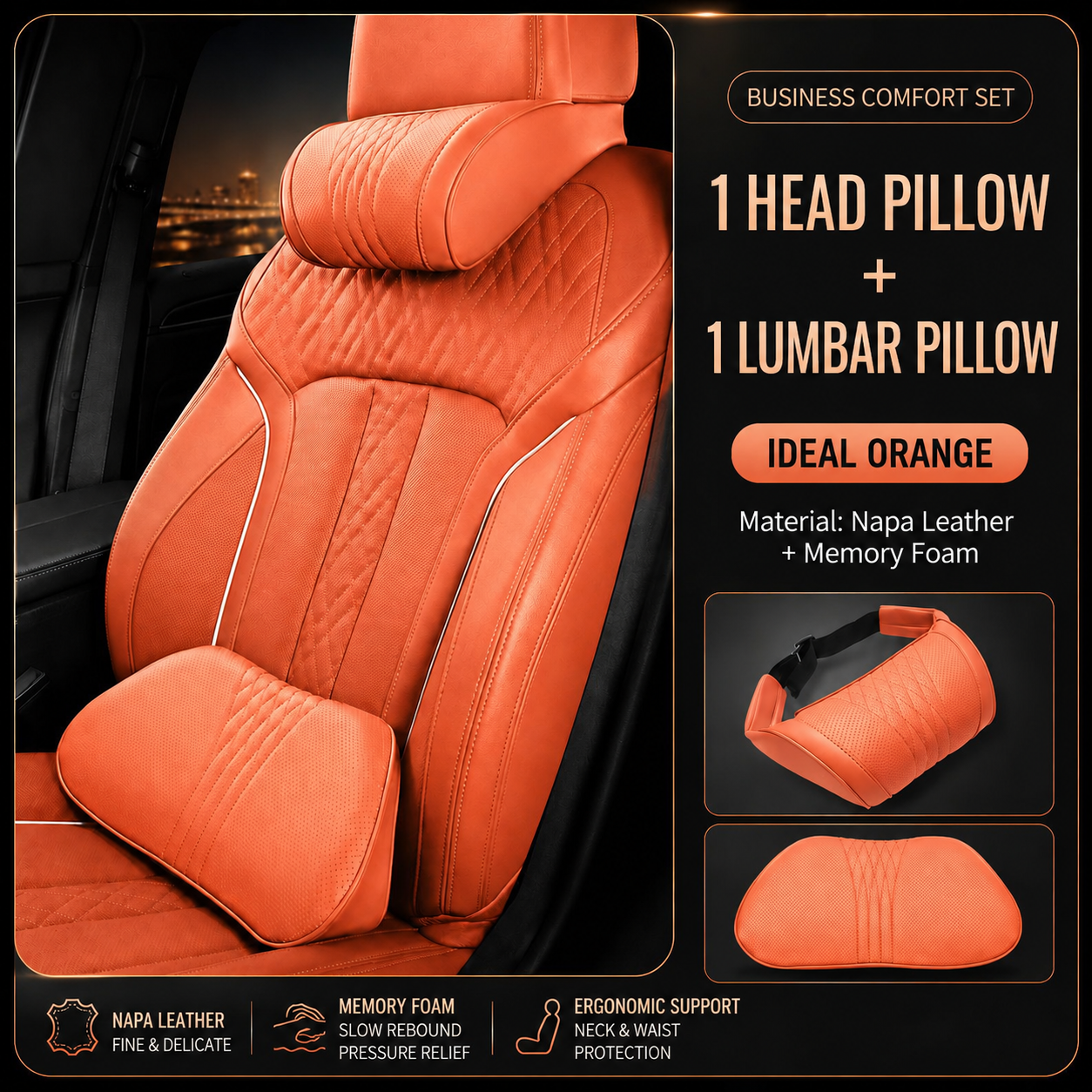 Headrest + Lumbar Support 🔥 Save 15% & Free Shipping