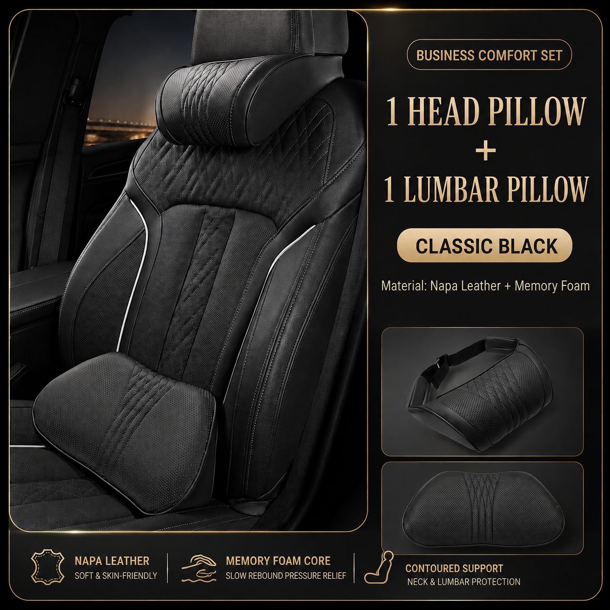 🚗💤 Relieve Driving Fatigue! Universal Memory Foam Car Headrest Neck Pillow, Ergonomic Support Auto Neck Cushion for Long Road Trips
