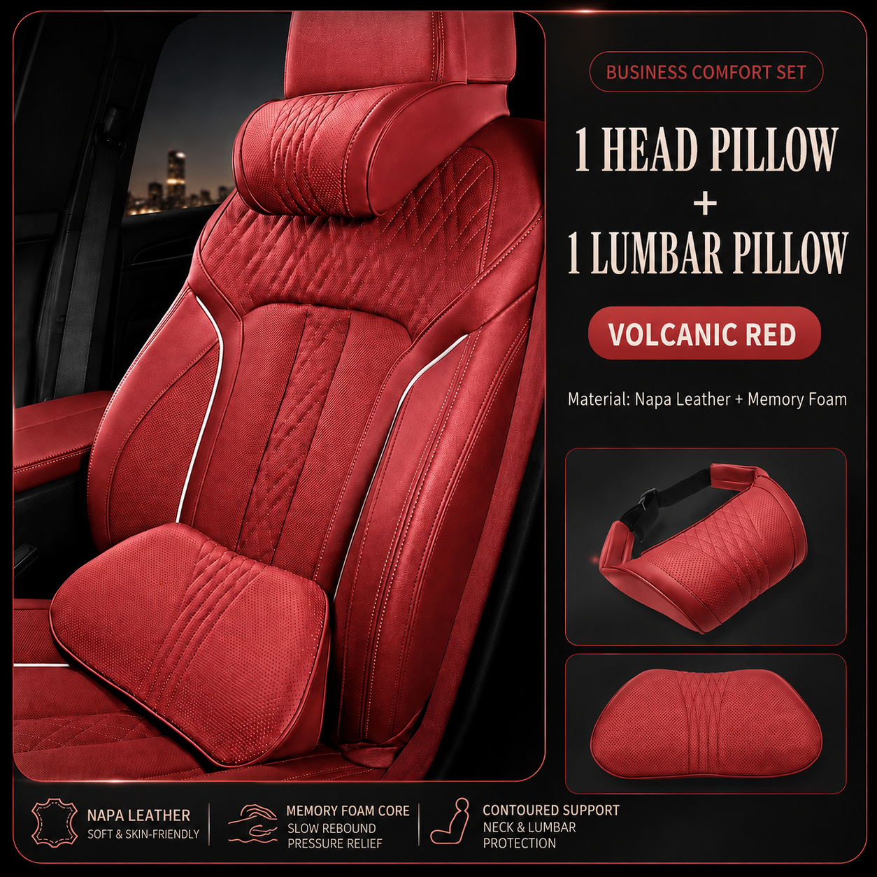 🚗💤 Relieve Driving Fatigue! Universal Memory Foam Car Headrest Neck Pillow, Ergonomic Support Auto Neck Cushion for Long Road Trips