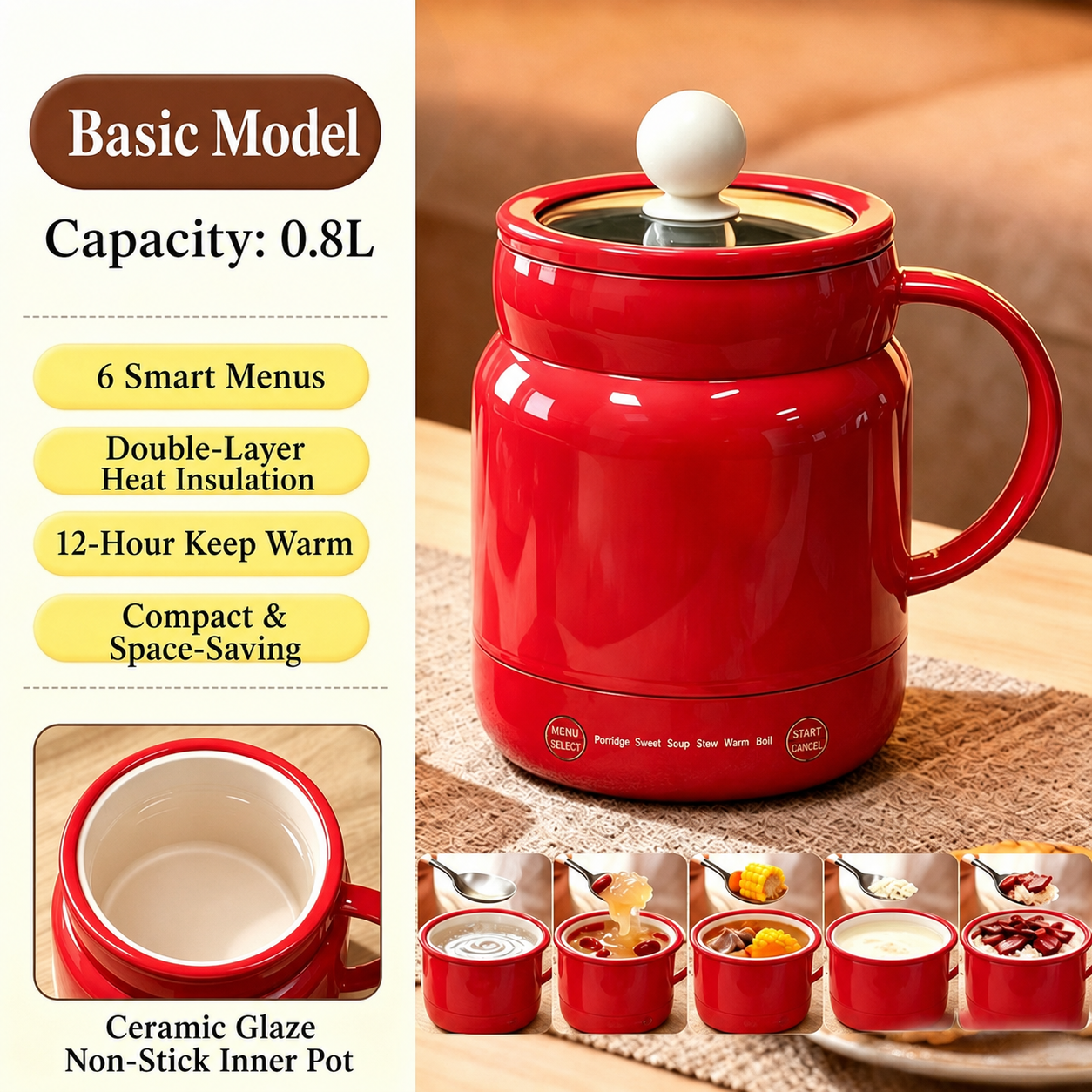 6-in-1 portable electric cooking cup